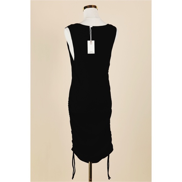 Sz 2 Good American Black Ribbed Ruched Tank Mini Dress Organic Cotton NWT - Picture 2 of 5